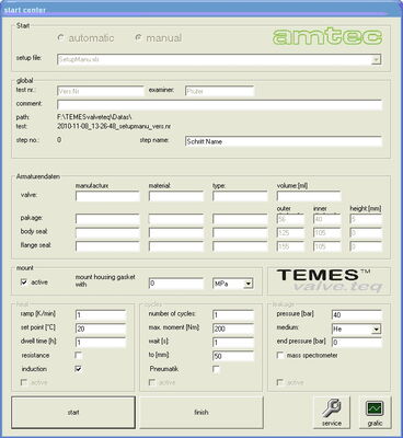 Start center of the TEMES valve.teq software