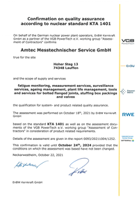 open KTA 1401 VGB Certificate AMTEC in new tab